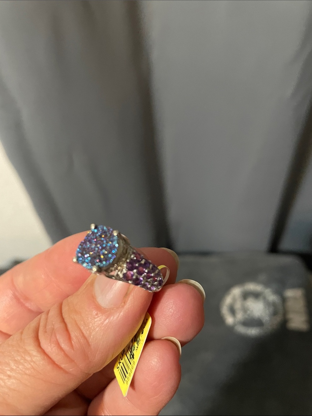Purple Blue Pavé Crystal Cocktail Ring - Women Jewelry